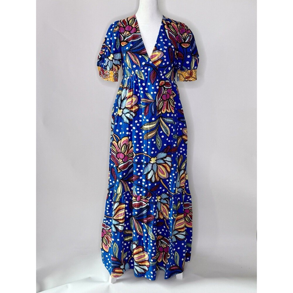 TABITHA BROWN for Target Maxi Dress Size 0 Colorful Floral Blue Tropical Beachy